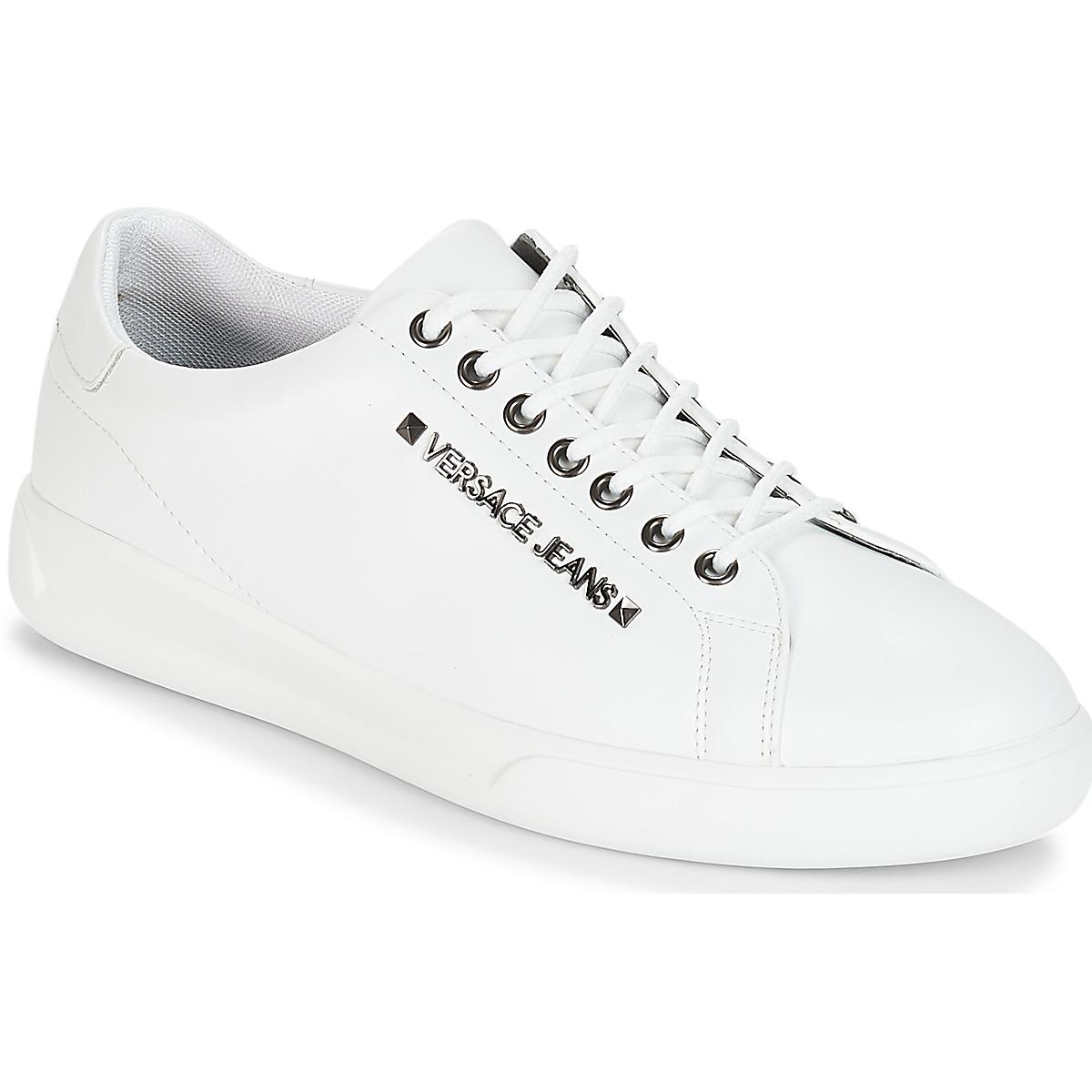 Versace Jeans Couture Denim Trainers In White for Men - Lyst