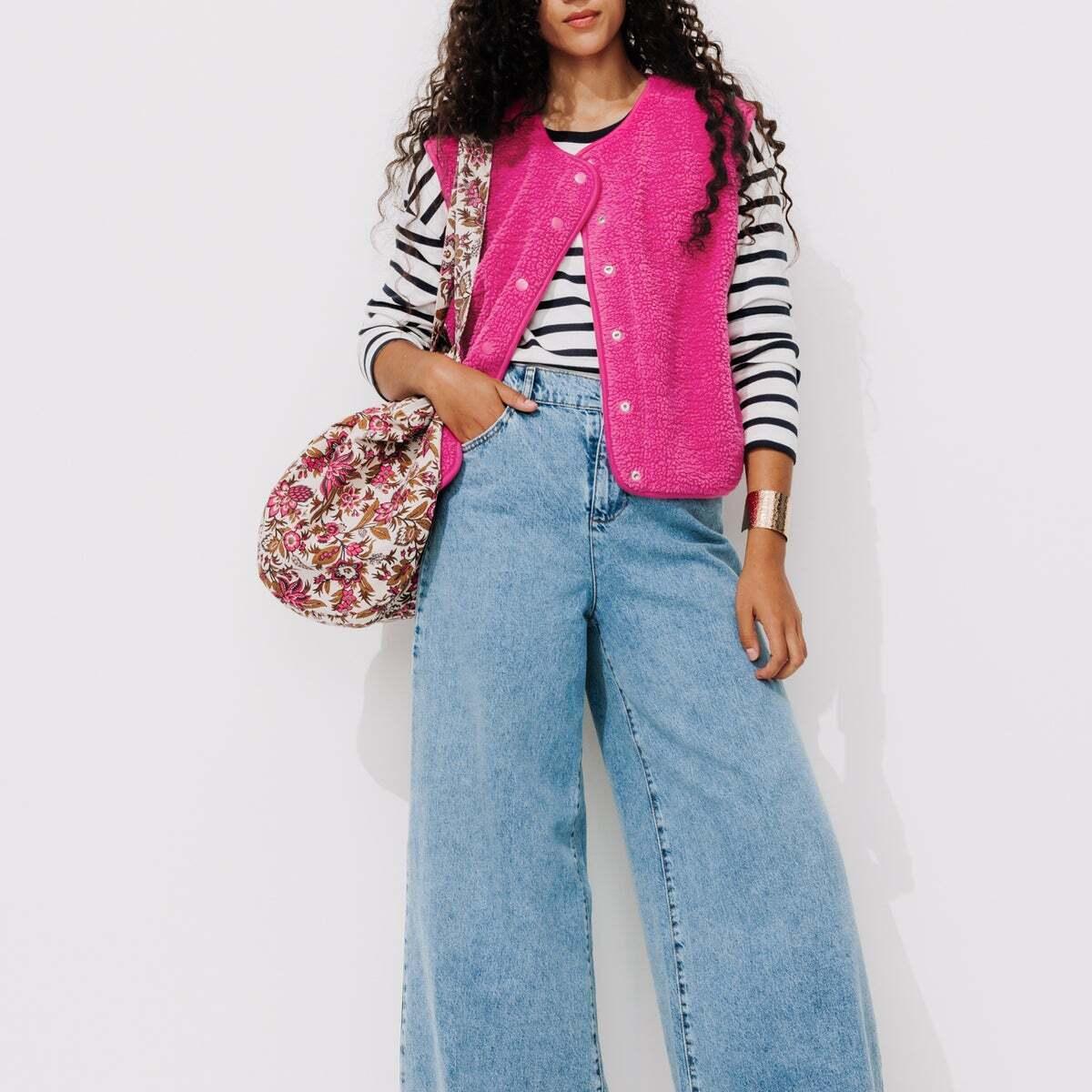 Gilet Veste Mouton Rose Veste Veste Réversible Sans Manches Promod