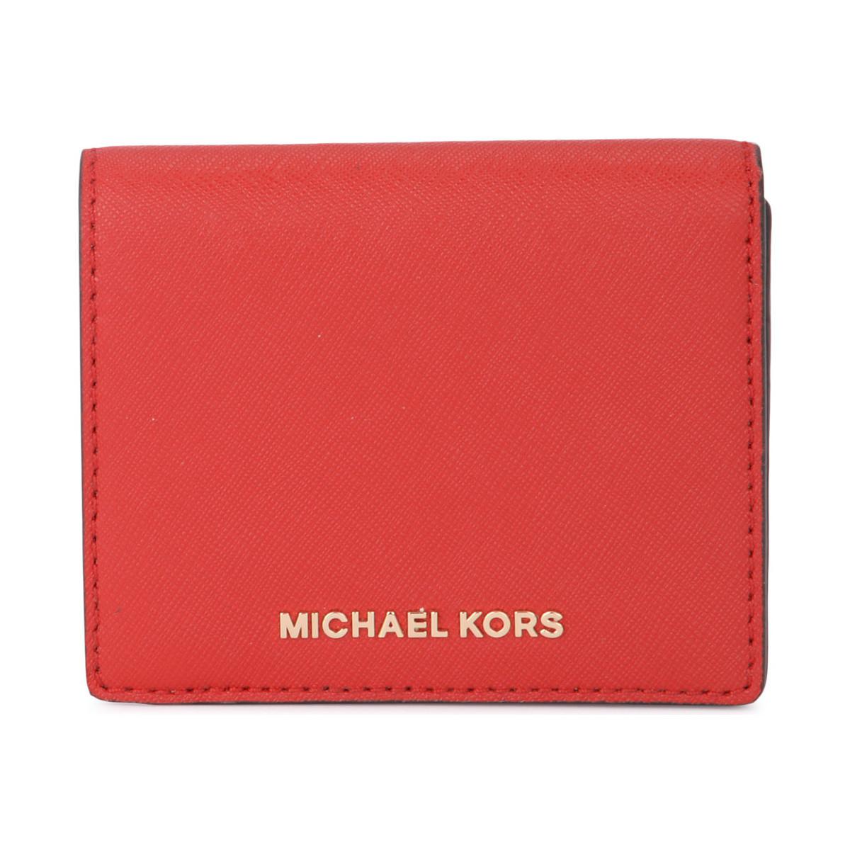 MICHAEL Michael Kors Red Saffiano Leather Card Holder Women&#39;s Purse Wallet In Red in Red for Men ...