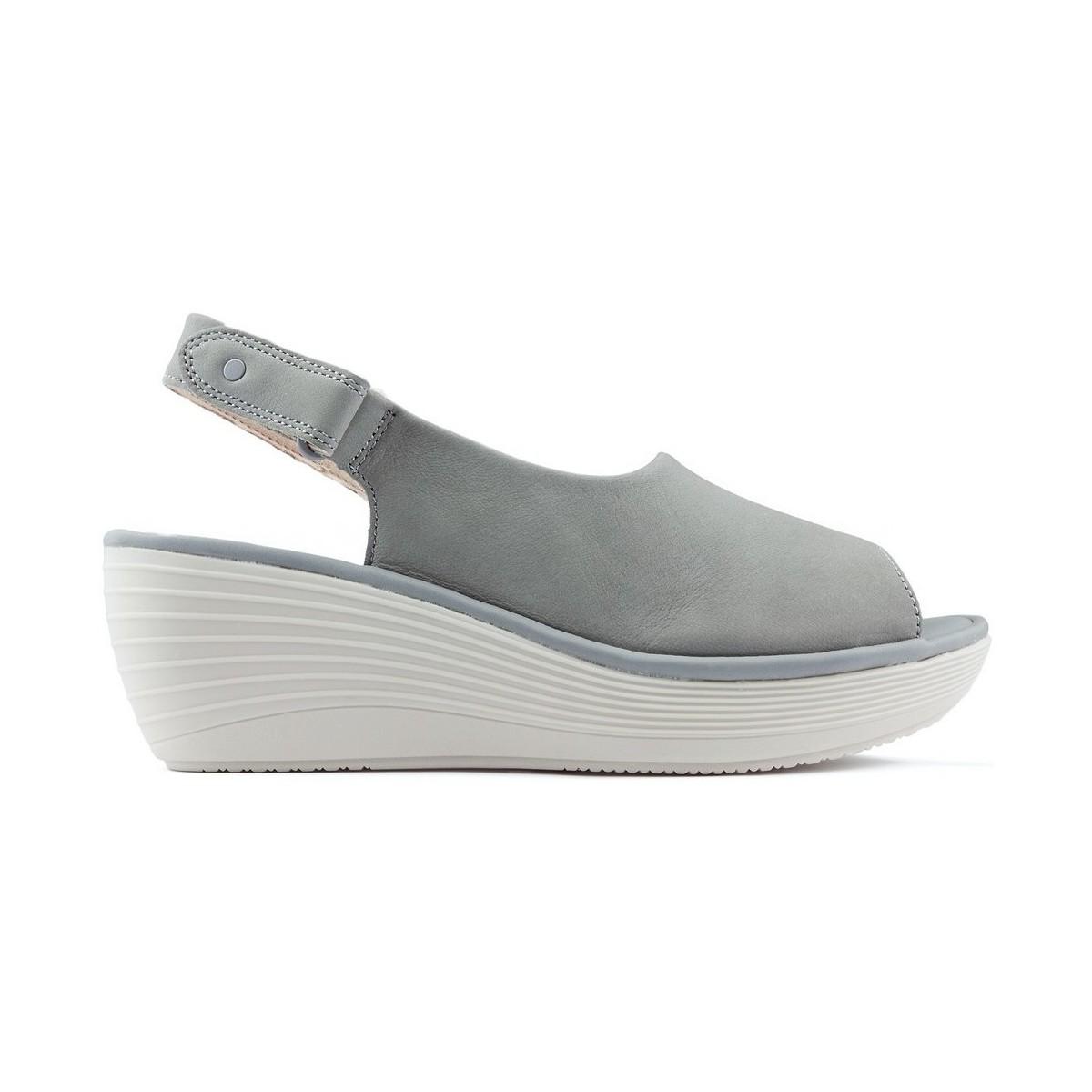 clarks grey wedges