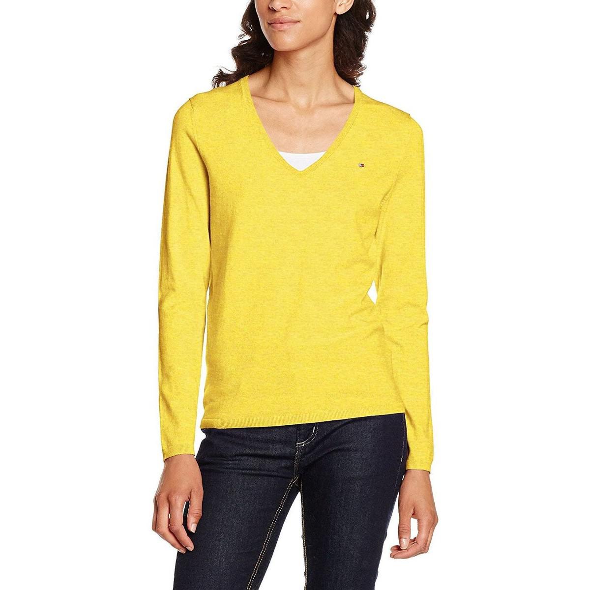 yellow v neck jumper womens