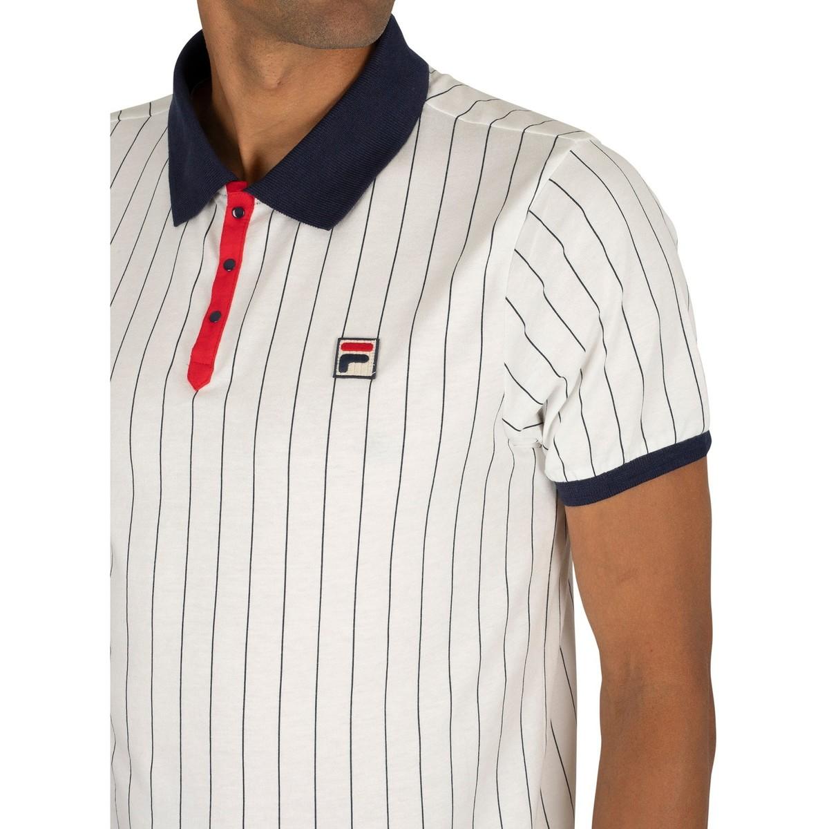 White Fila Men/'s BB1 Vintage Striped Polo Shirt