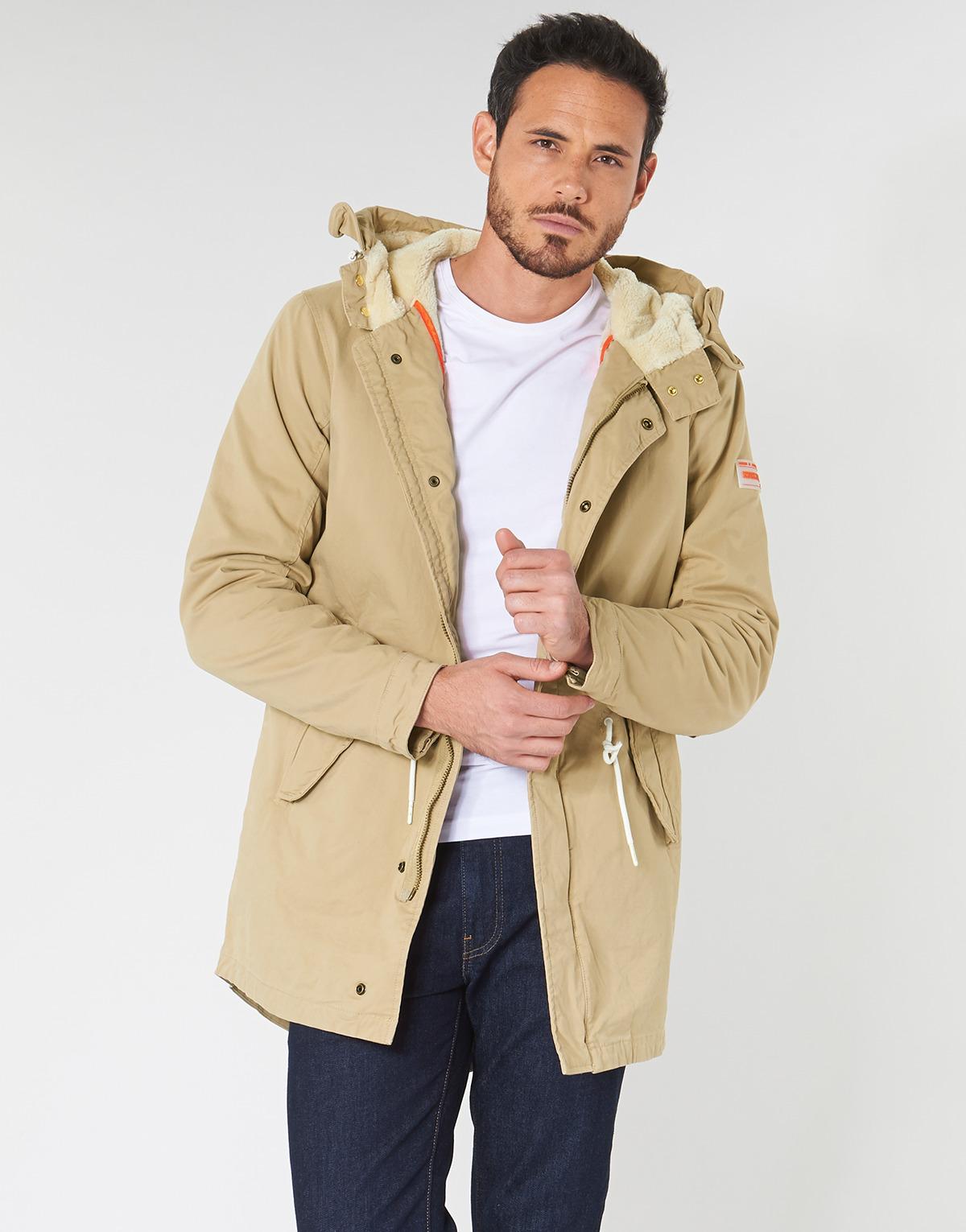 Scotch & Soda Parka Jas Classic Hooded Parka With Teddy And Mesh Lining in  het Naturel voor heren | Lyst NL