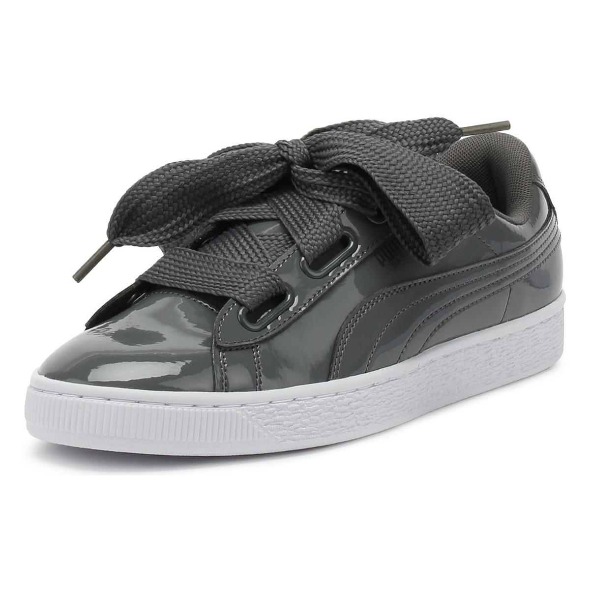 basket heart patent women's trainers