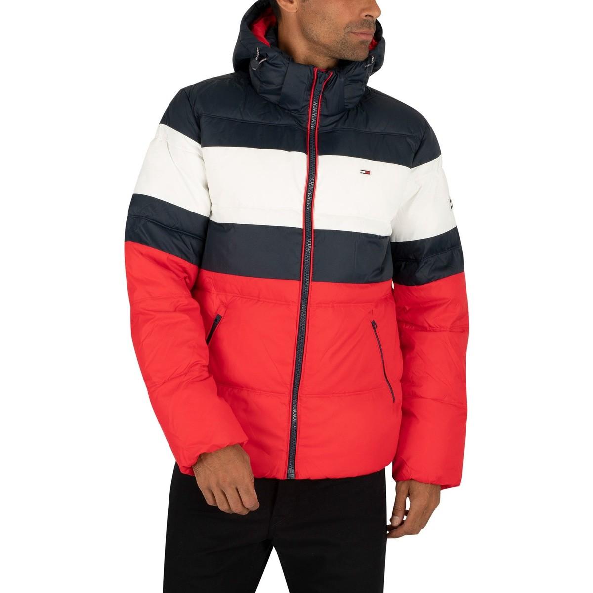 tommy hilfiger rugby stripe puffer