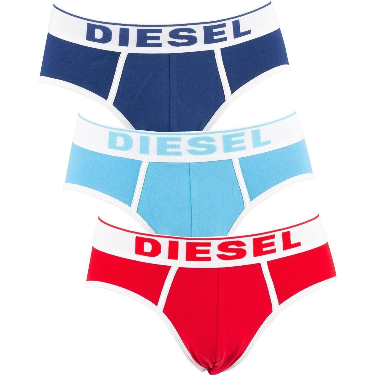 DIESEL Men's Andre 3 Pack Cotton Stretch Briefs, Blue Men's Knickers