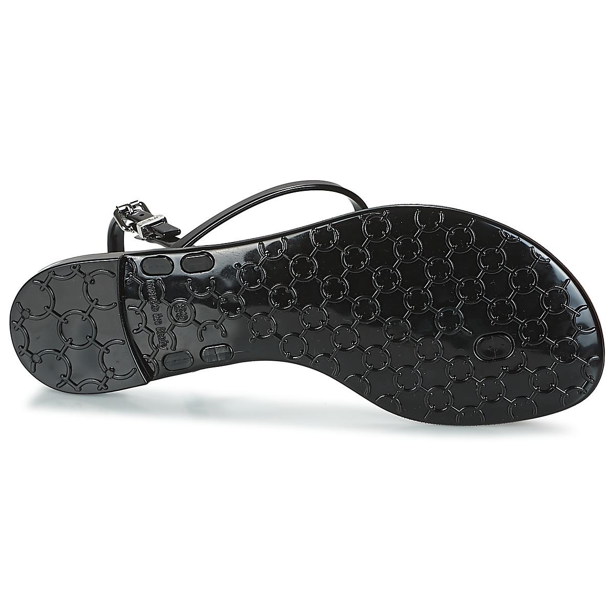 New Womens Karl Lagerfeld Black K//Pearl Sling Rubber Sandals Flats Buckle