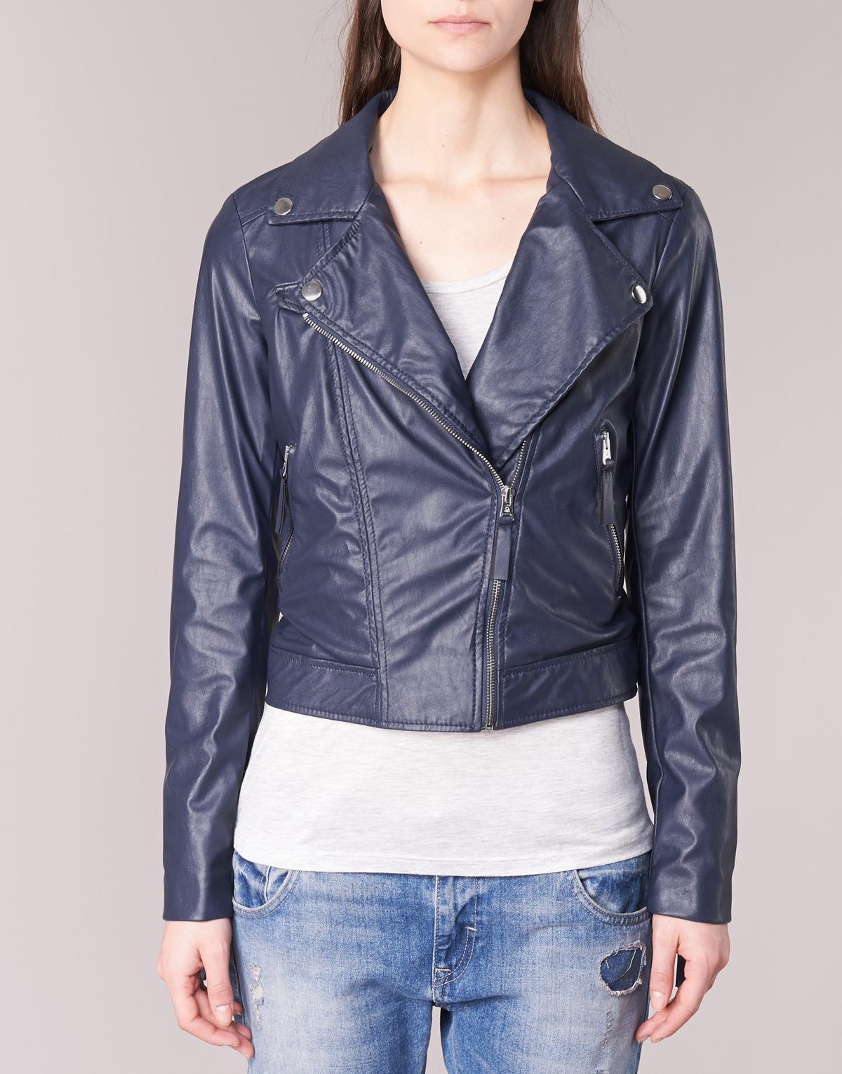 Benetton Ferdoni Women's Leather Jacket In Blue - Lyst