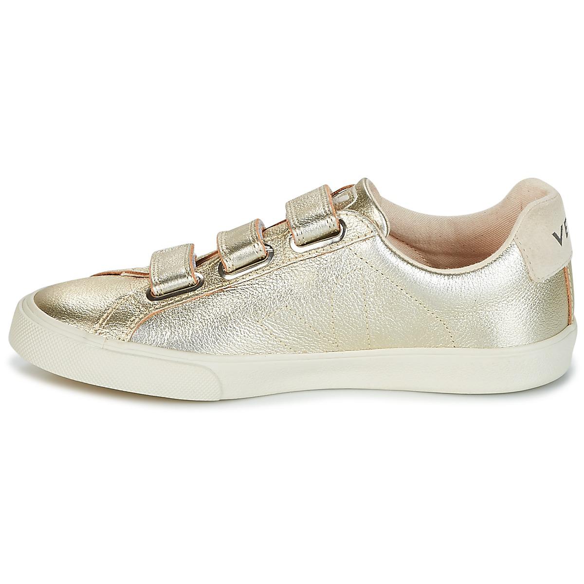 Veja Leather 3-lock Women's Shoes (trainers) In Gold in Metallic - Lyst
