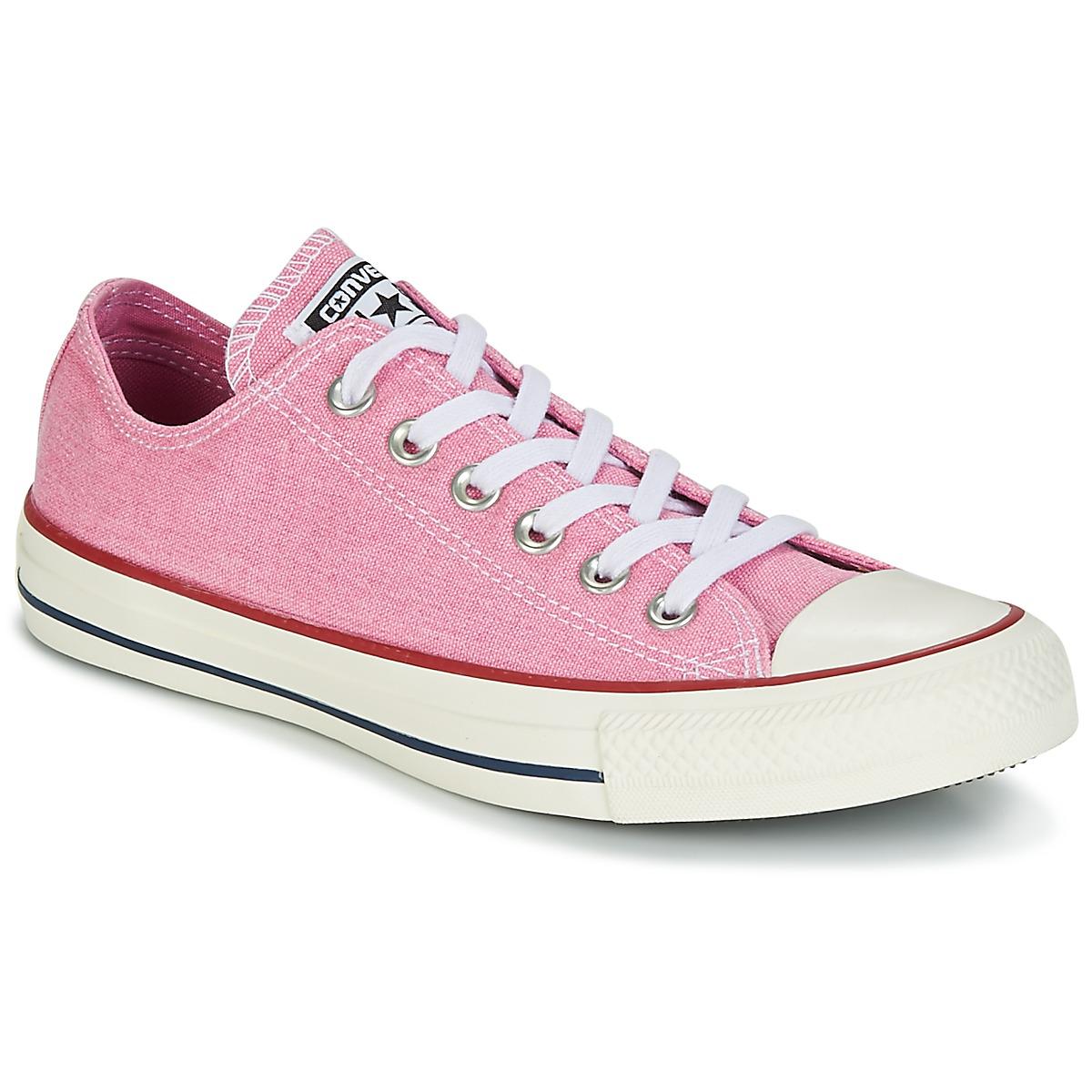 converse chuck taylor all star ox trainers in stonewashed pink
