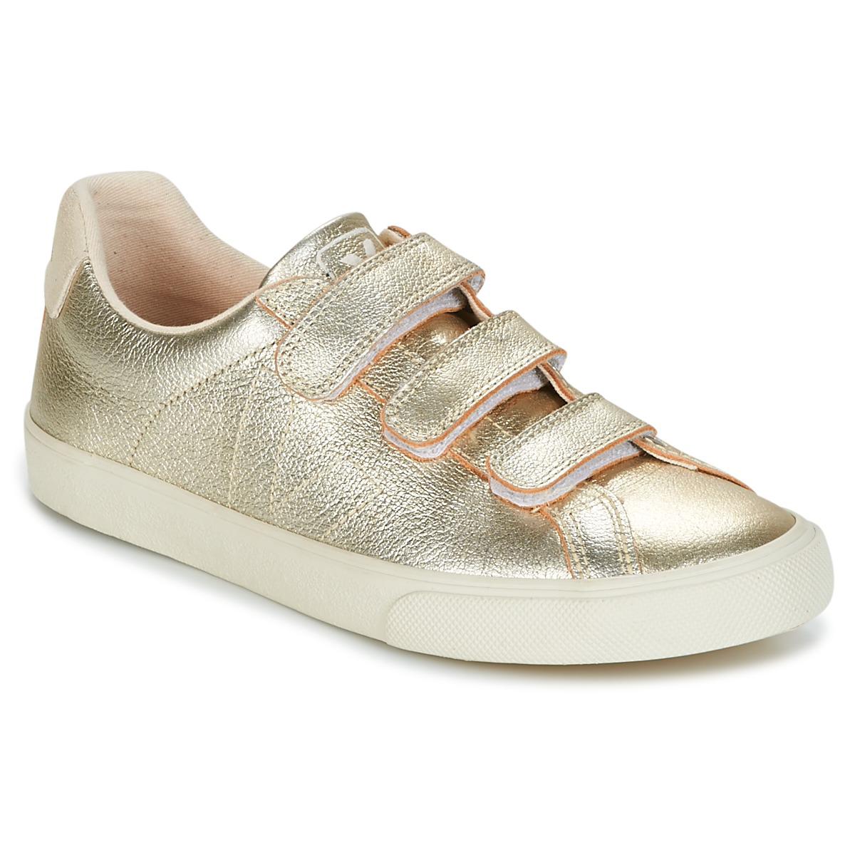 Veja Leather 3lock Women's Shoes (trainers) In Gold in Metallic Lyst