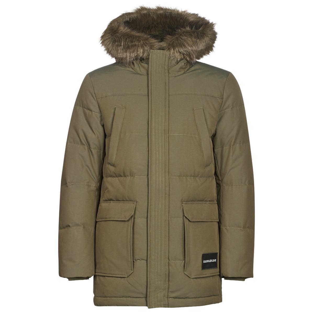 Calvin Klein Canvas Quilted Down Parka Jacket in Green for Men - Lyst