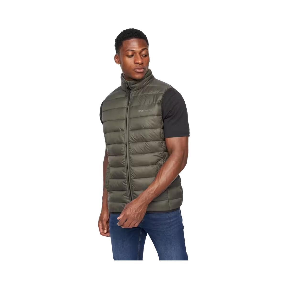 Gilet Homme Crosshatch PRESNELL – Col Haut, Charbon De Bois, Neuf