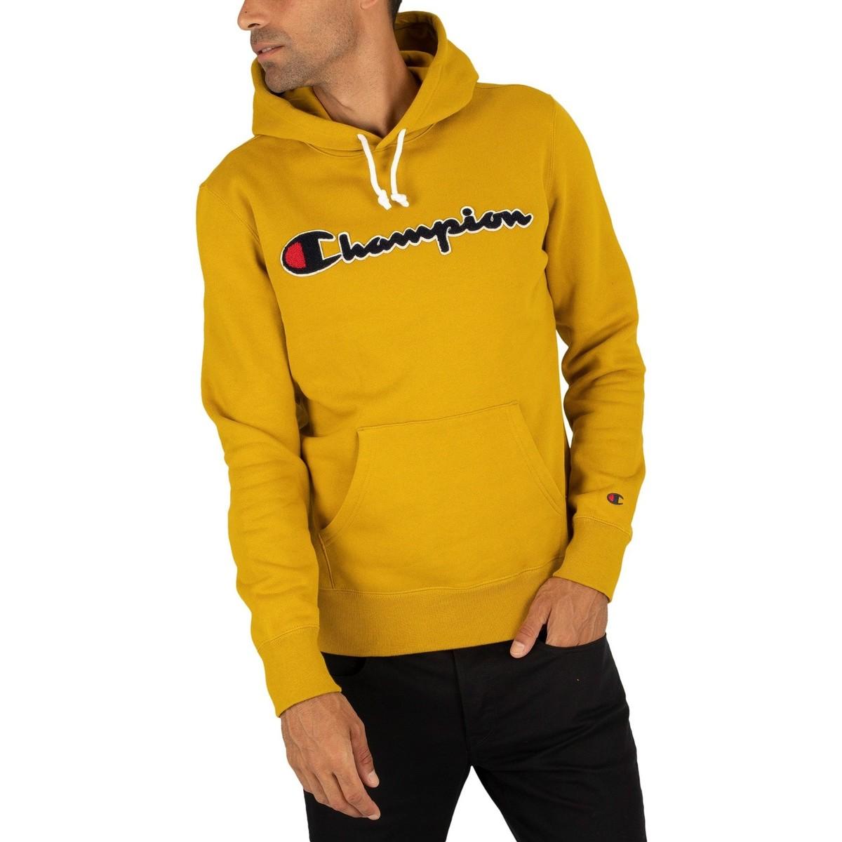 Buy champion hoodie yellow mens cheap online