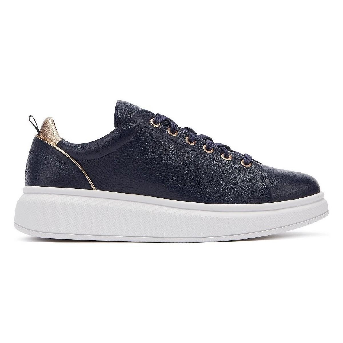 navy leather womens trainers