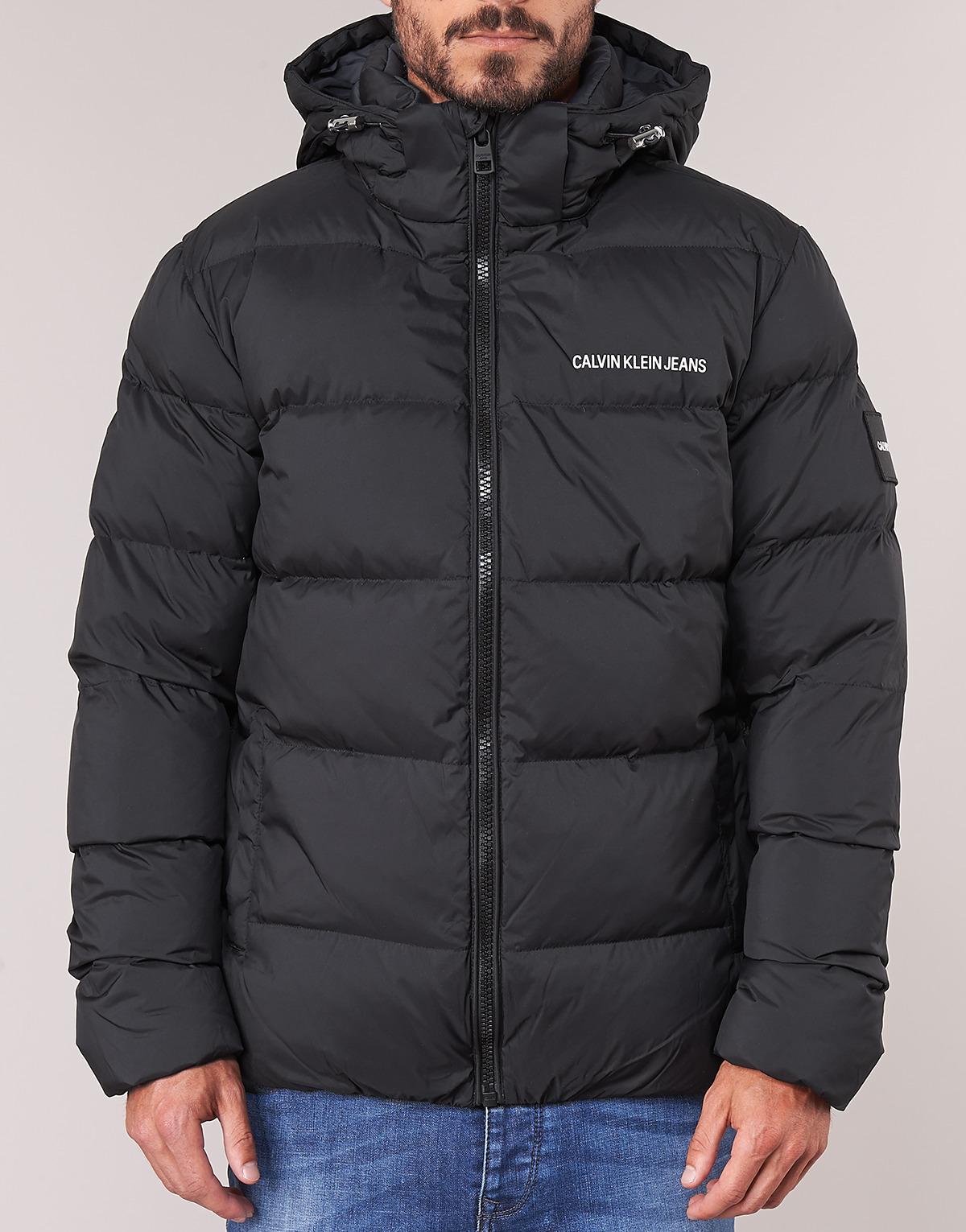 calvin klein jeans hooded down jacket black for Sale OFF 71%