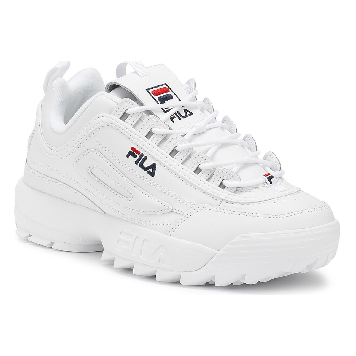 pink and white fila trainers