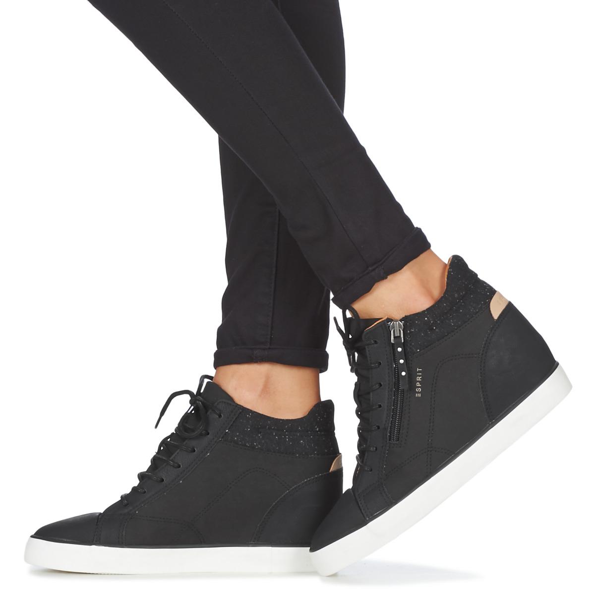 Esprit Hoge Sneakers Star Wedge in het Zwart - Lyst