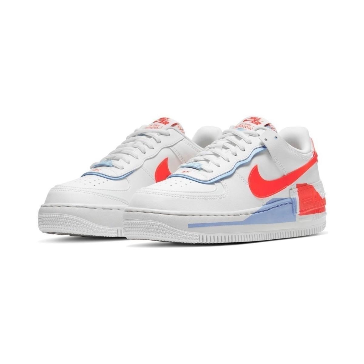 Nike Leather Af1 Shadow Se Sneakers in White/Orange (White) - Lyst