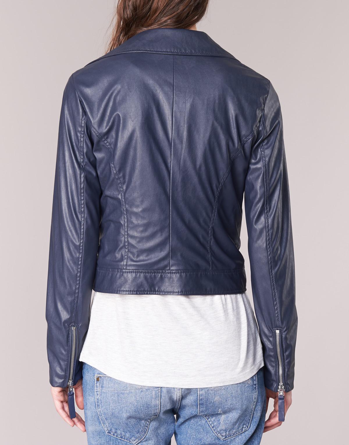 Benetton Ferdoni Women's Leather Jacket In Blue - Lyst