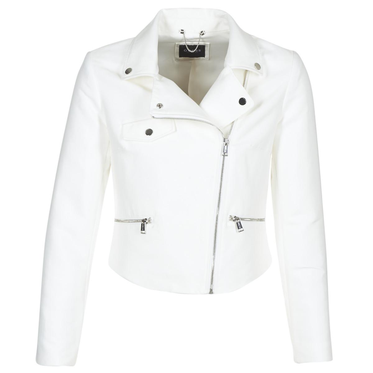 white guess leather jacket
