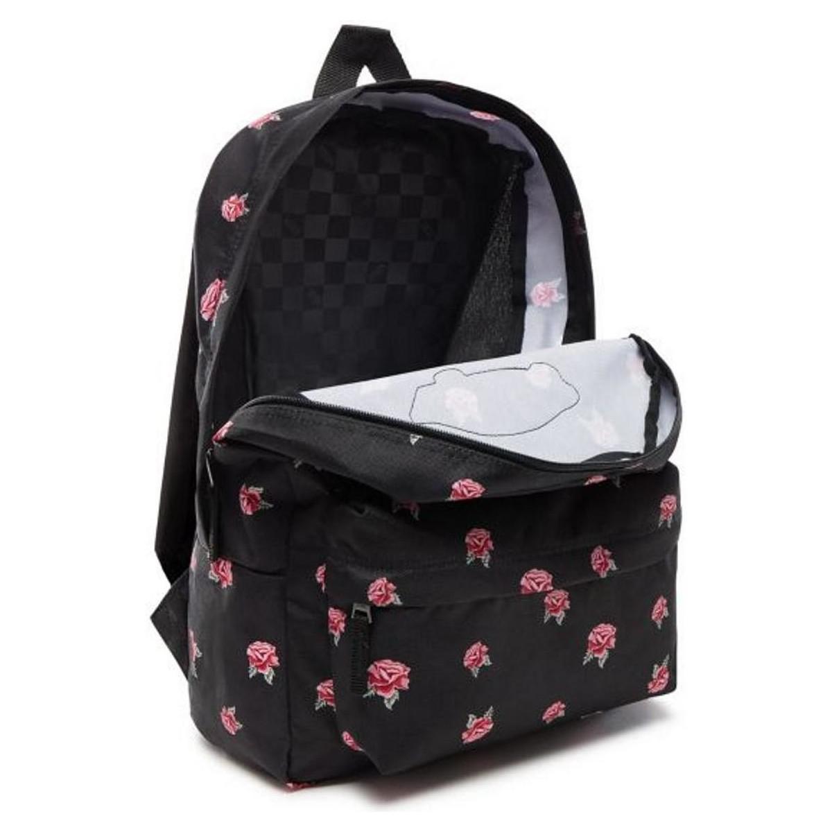 vans realm backpack black rose