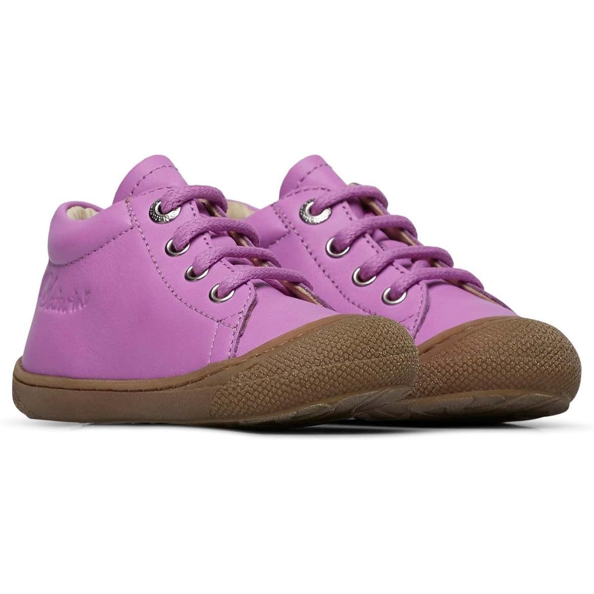 Chaussures Premiers Pas Naturino En Cuir Pour Bébé - Imprimé Fleurs - Semelle Caoutchouc - Fermeture Scratch