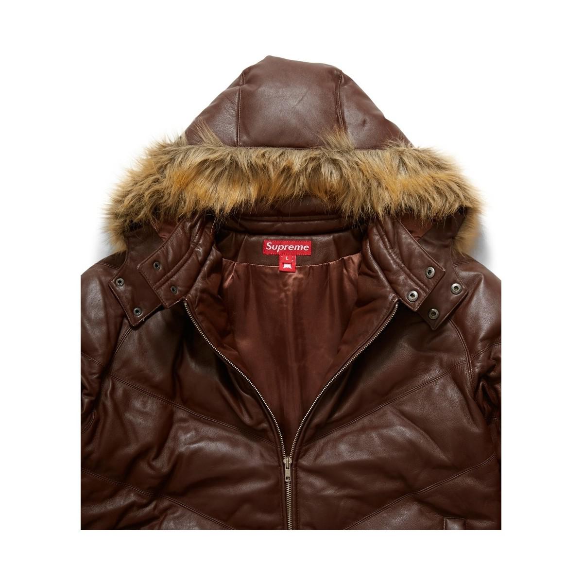 supreme leather down jacket