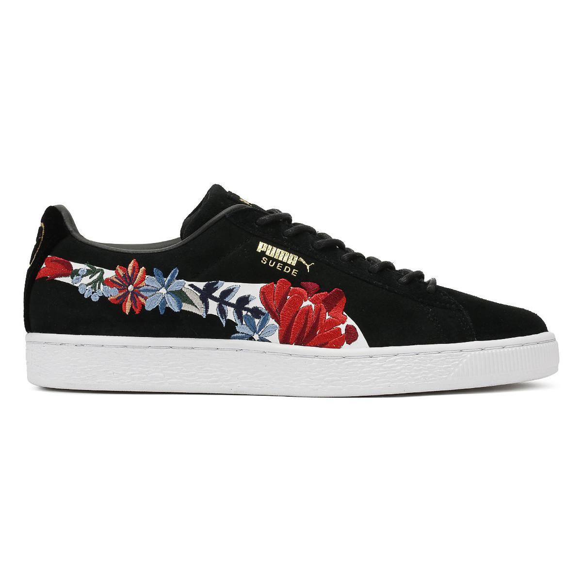 PUMA Womens Black Suede Classic Embroidery Trainers - Lyst