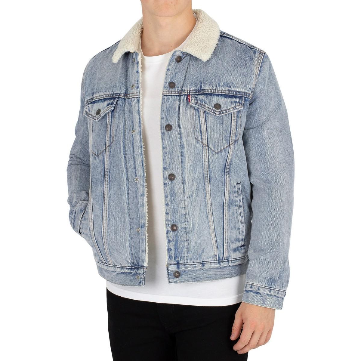 Levi's Levis Men's Sherpa Trucker Jacket, Blue Men's Denim Jacket In ...