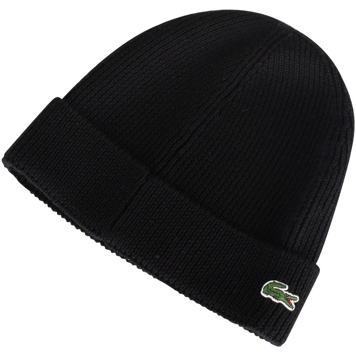 Lacoste Wool Beanie Hat in Black for 