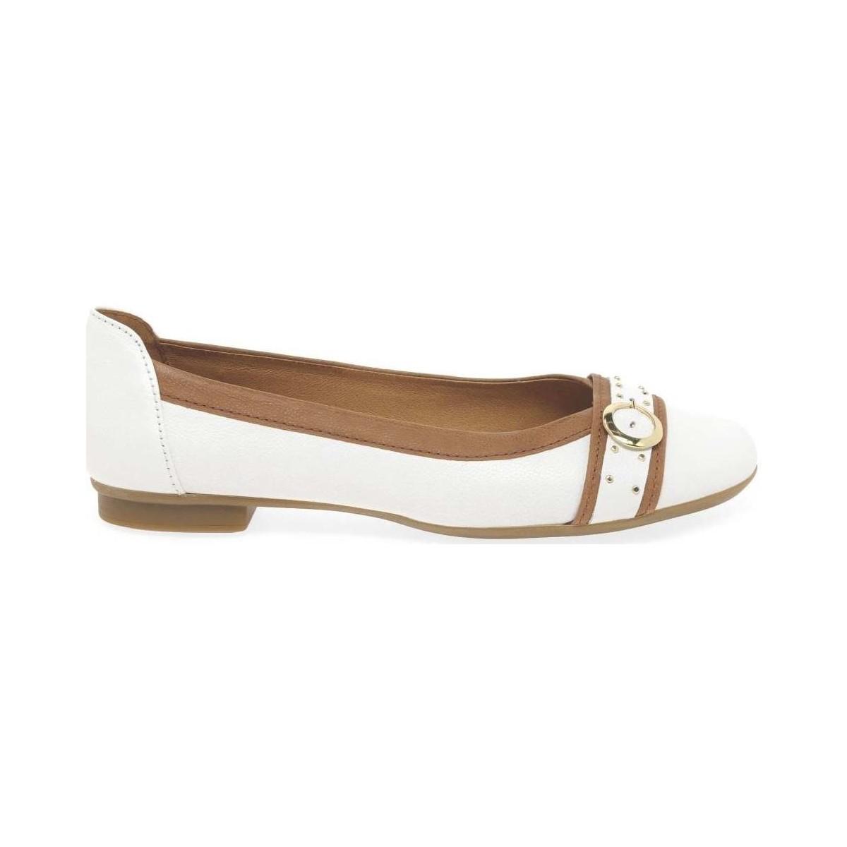Gabor Suede Michelle Womens Casual Stud Buckle Pumps in White/Cognac (White)  - Lyst