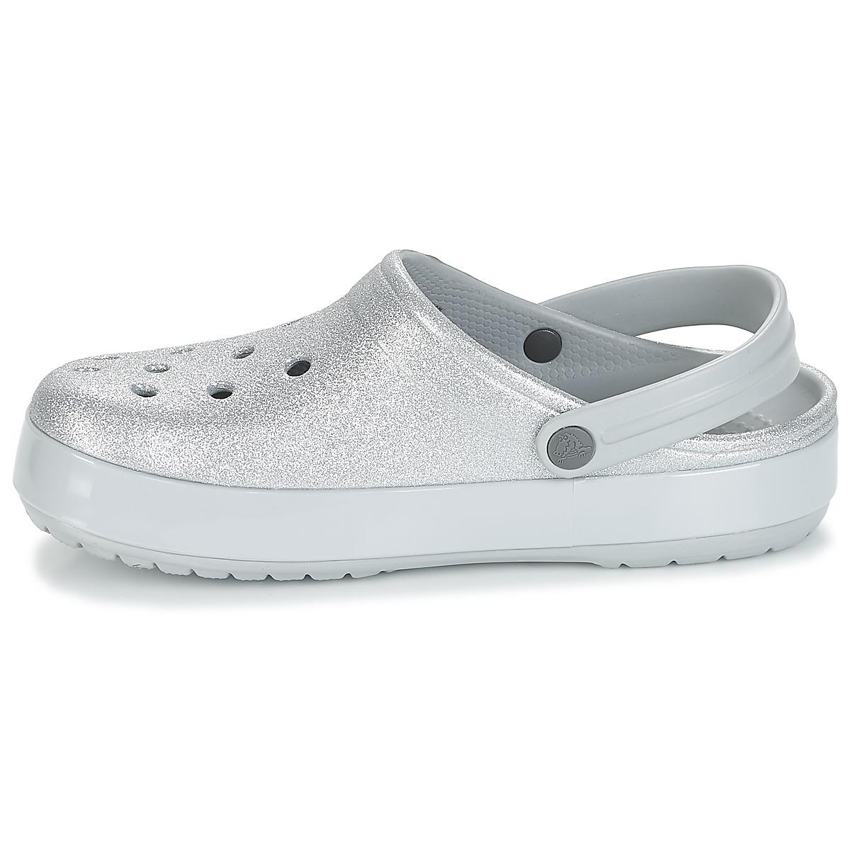 Crocs™ Synthetic Crocband Glitter Clog Women's Clogs (shoes) In Silver