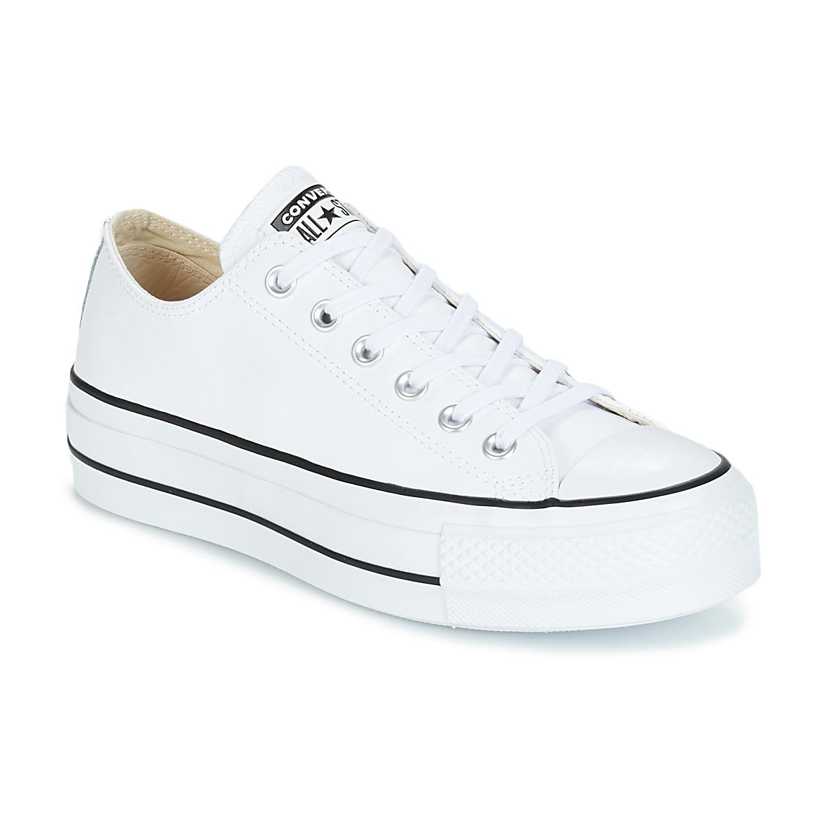 Converse Chuck Taylor All Star Lift Clean Ox Leather Shoes (trainers) in  White - Lyst