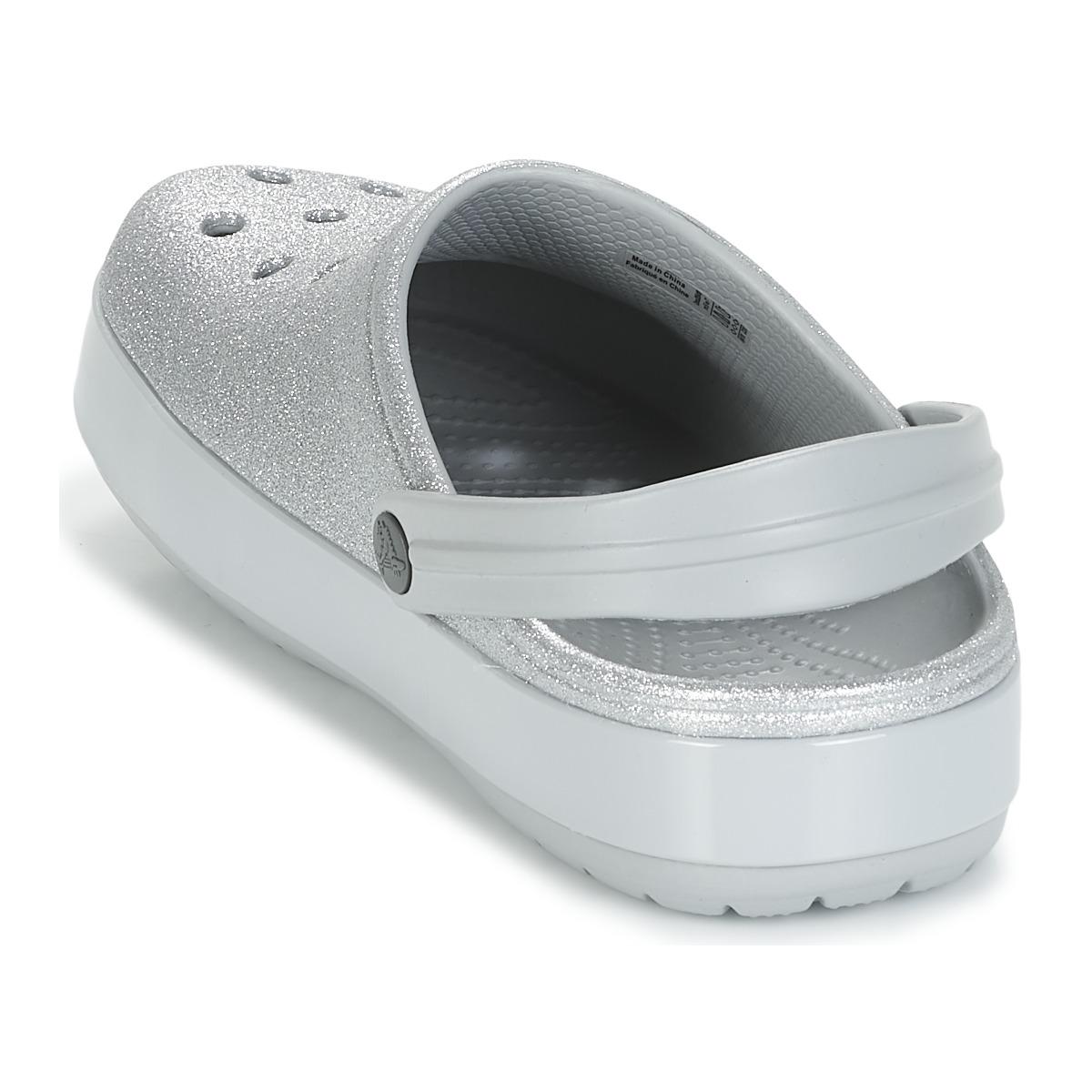 Crocs™ Synthetic Crocband Glitter Clog Women's Clogs (shoes) In Silver