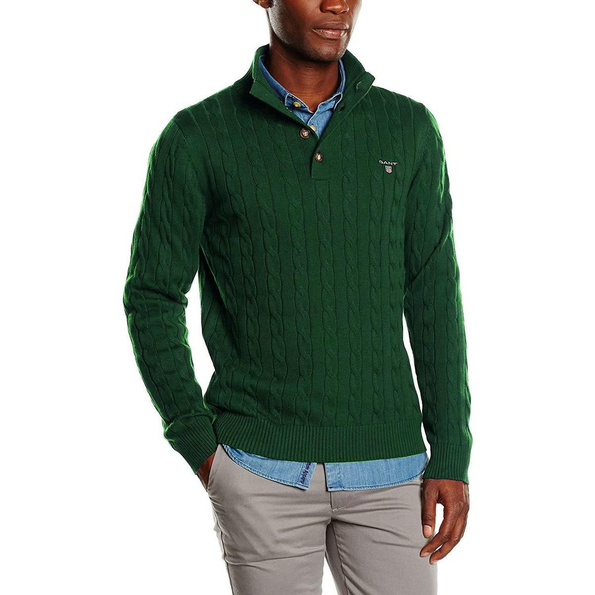 GANT - Men's Cotton Cable Mock Neck Sweater Men's Sweater In Green for Men  - Lyst