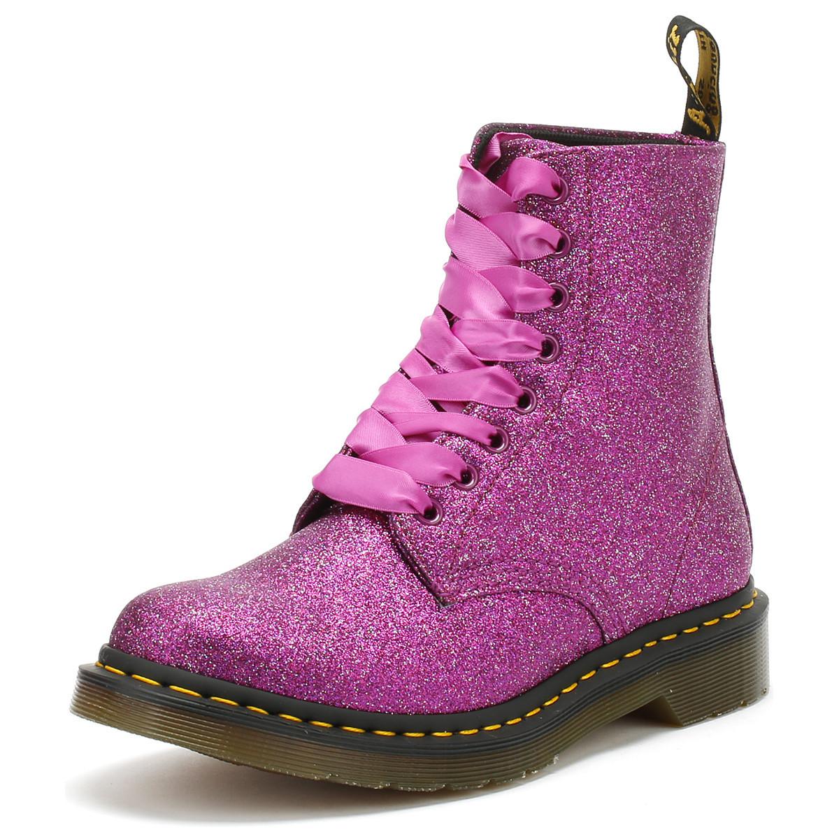 lilac pascal 8 eye glitter boots