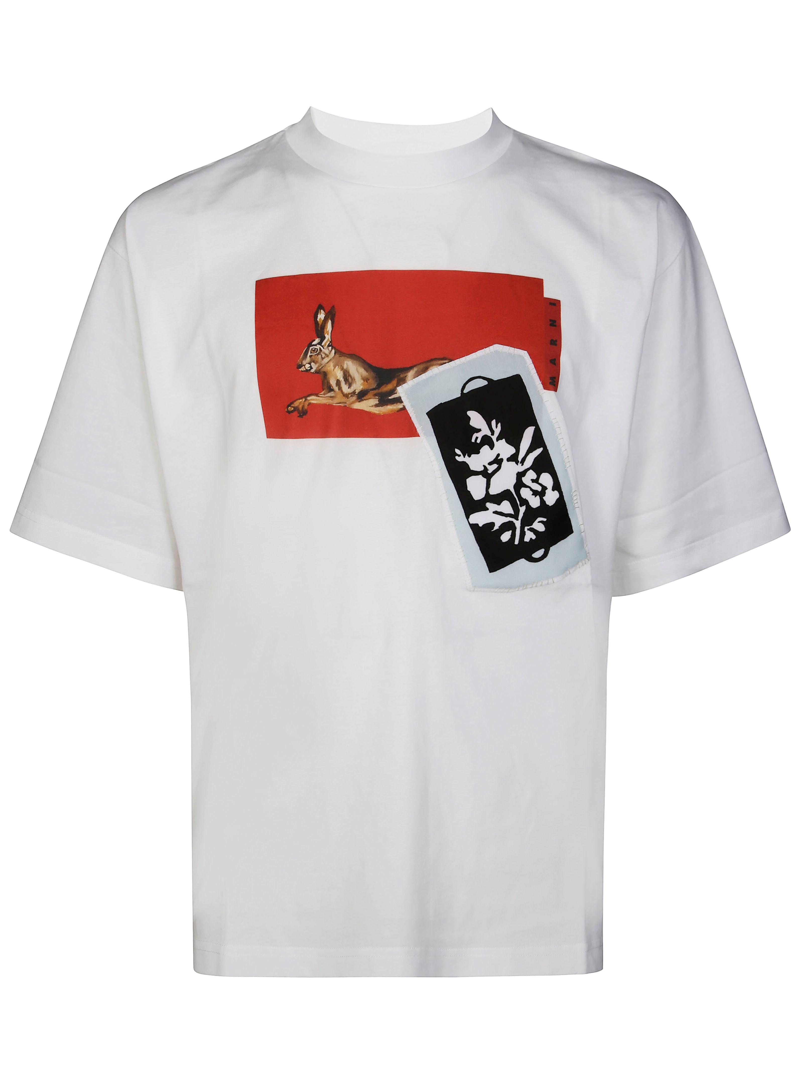 【MARNI】Print Short Sleeve T-shirt/追跡+関税+全国送料込み MARNI》 STRIPE LOGO PRINT SHORT SLEEVE T SHIRT (MARNI/T