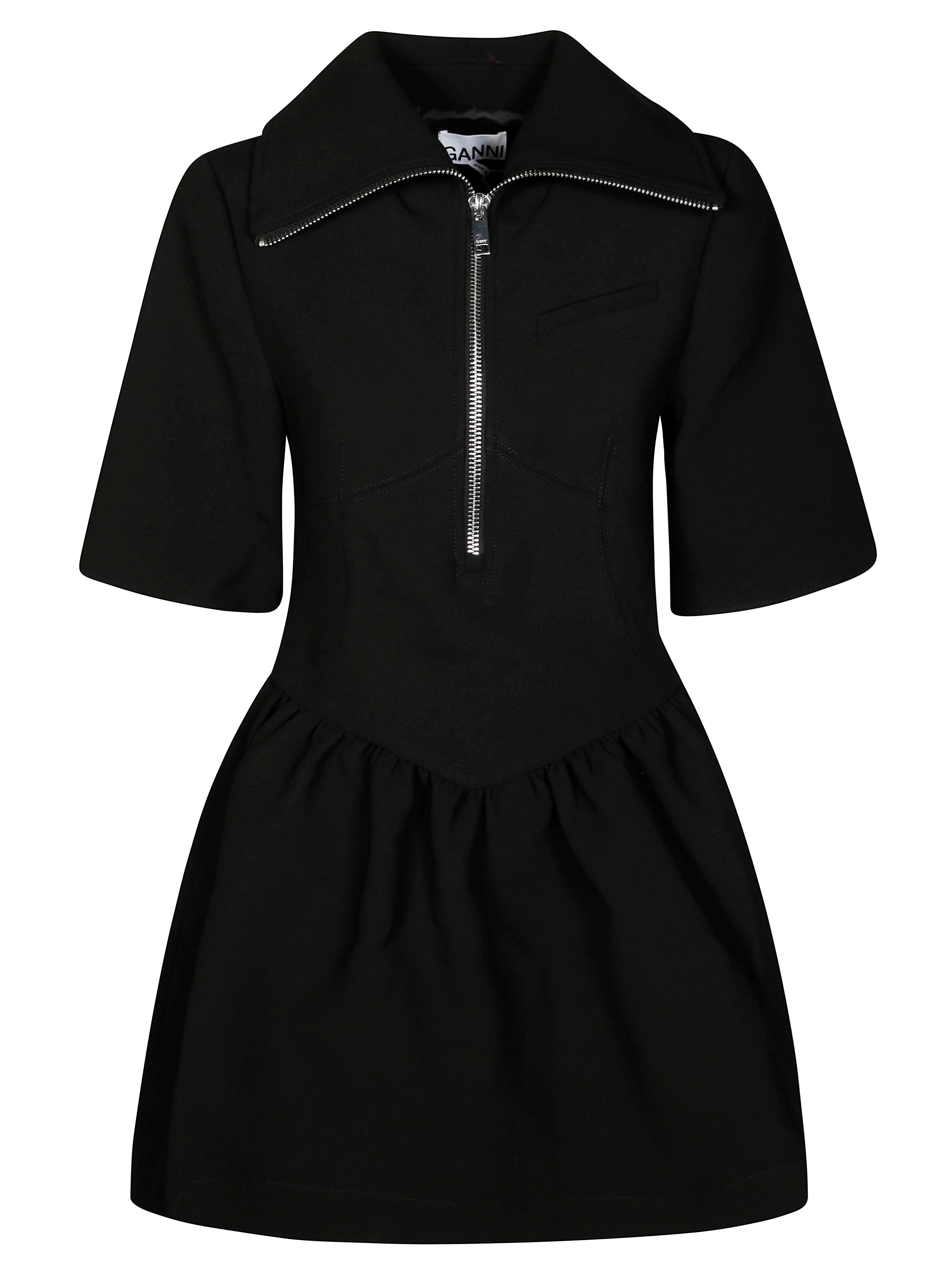 【送料関税込】GANNI Short Mini Dress GANNI Washed stretch-cotton Mini Dress | Neutrals | FARFETCH