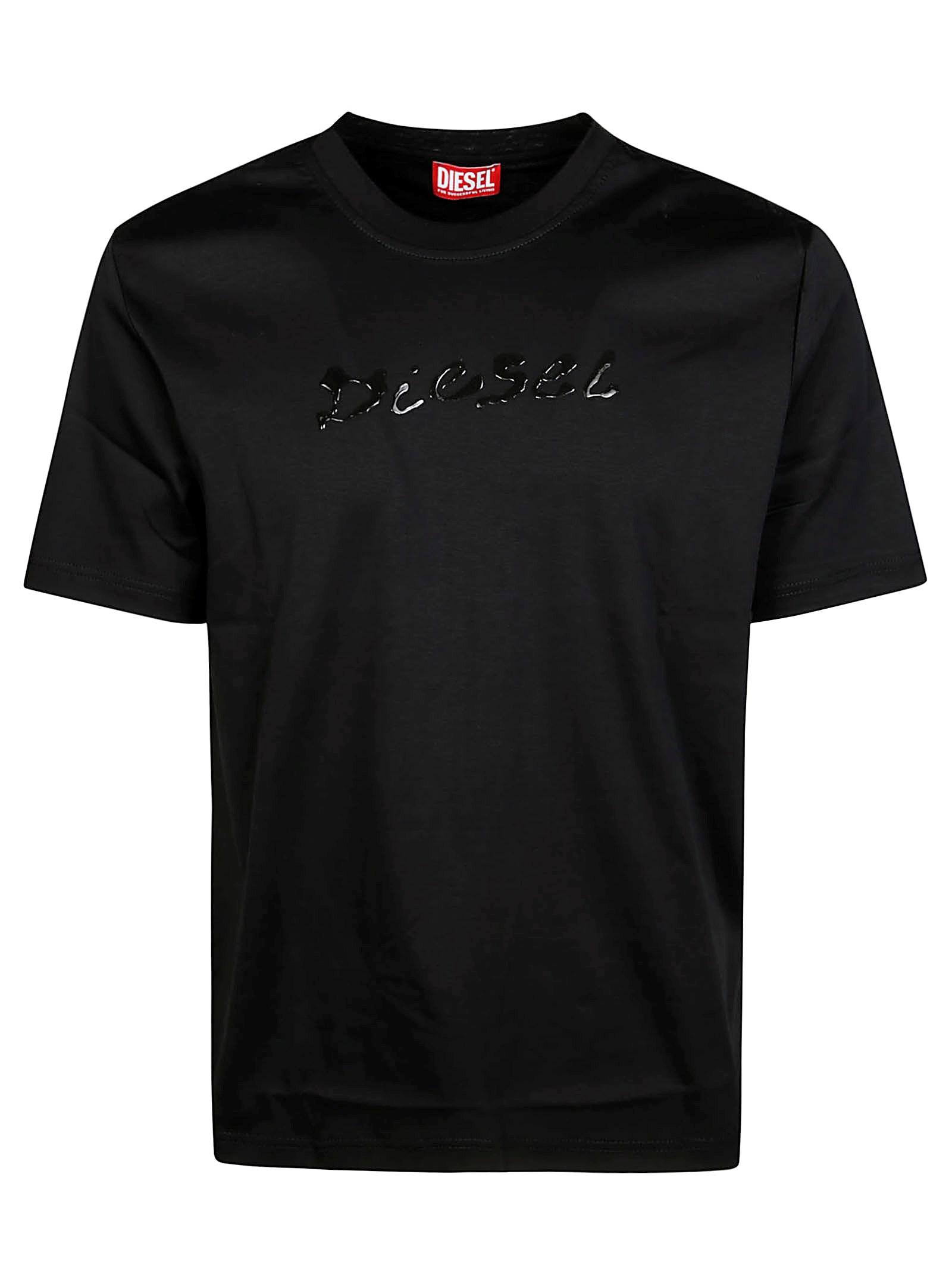 DIESEL★T-Madjust-R2 トーナル ロゴ Tシャツ DIESEL T-Madjust-K2 Logo Detailed Crewneck T-Shirt in Black