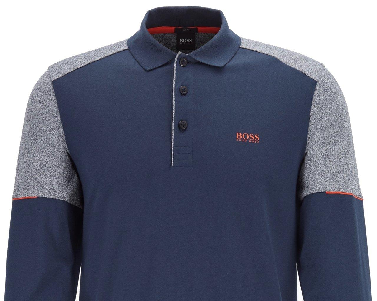 BOSS by Hugo Boss Cotton Pleesy 1 Long Sleeved Polo Shirt Blue for Men