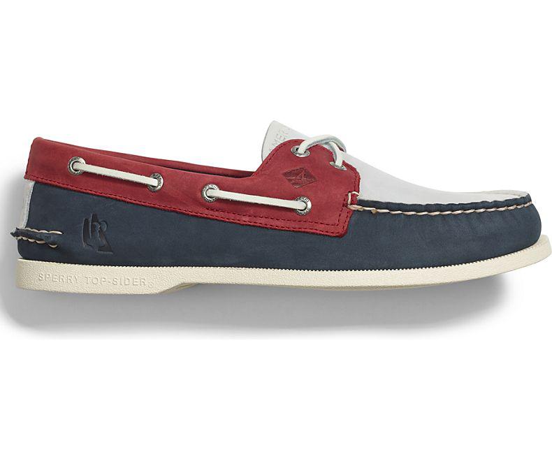 red white and blue sperrys