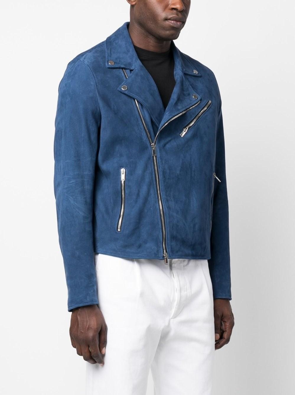 Tagliatore Zip-up Suede Jacket in Blue for Men | Lyst
