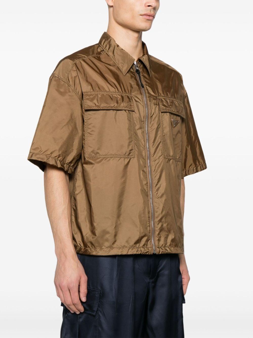 Prada Short-Sleeve Re-Nylon Shirt in Brown for Men | Lyst