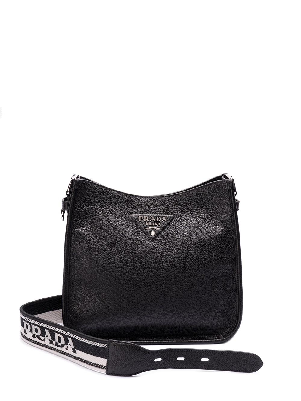 Prada Triangle-logo Hobo Shoulder Bag in Black | Lyst UK