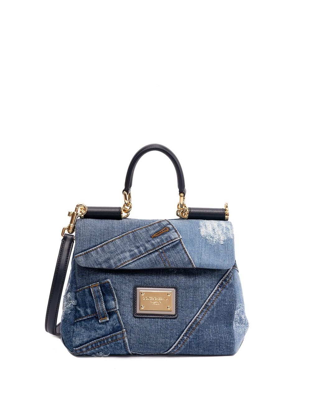 Dolce and Gabbana Blue Woven Raffia and Leather Padlock Shoulder