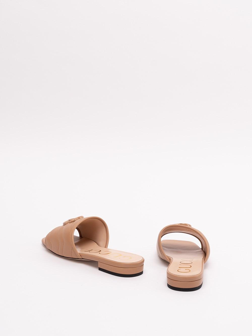 Gucci `jolie` Leather Slide Sandals in Pink | Lyst
