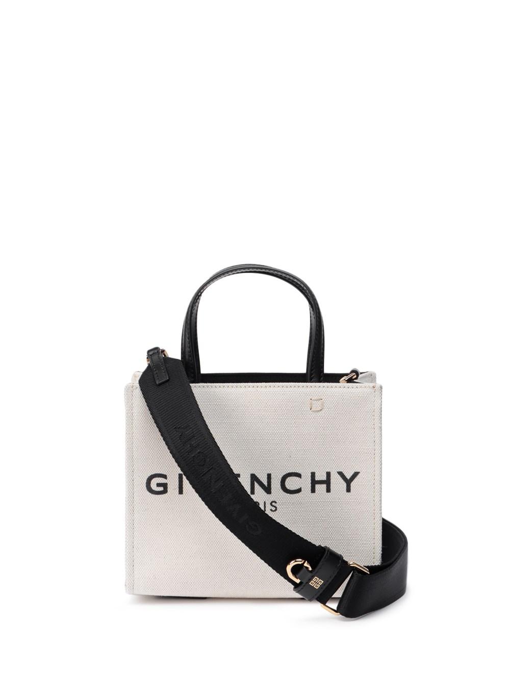 Mini G-Tote shopping bag in canvas - beige/black