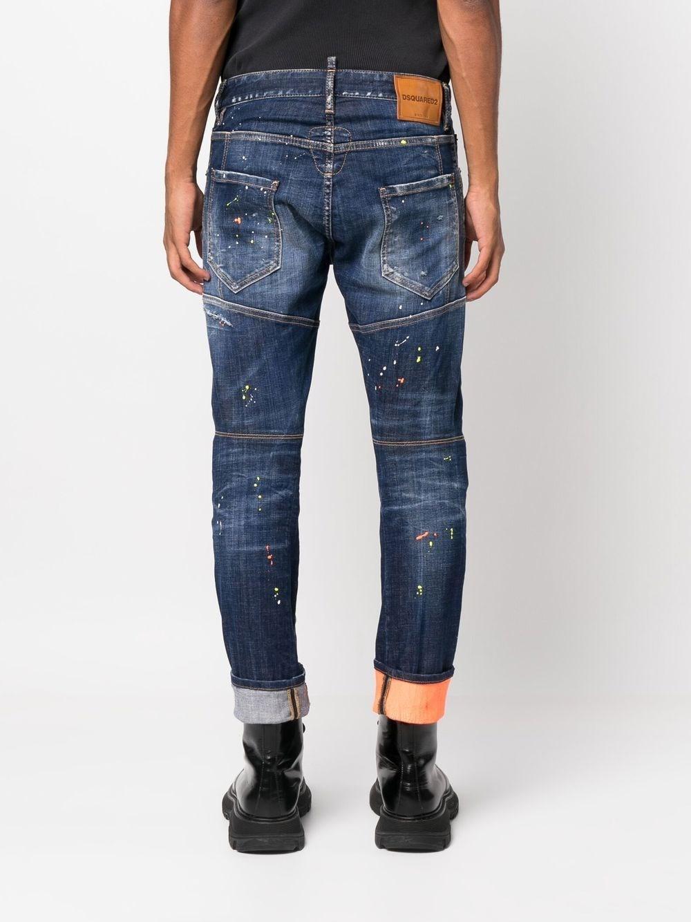 DSquared² Logo-print Ripped Tapered Jeans in Blue for Men | Lyst