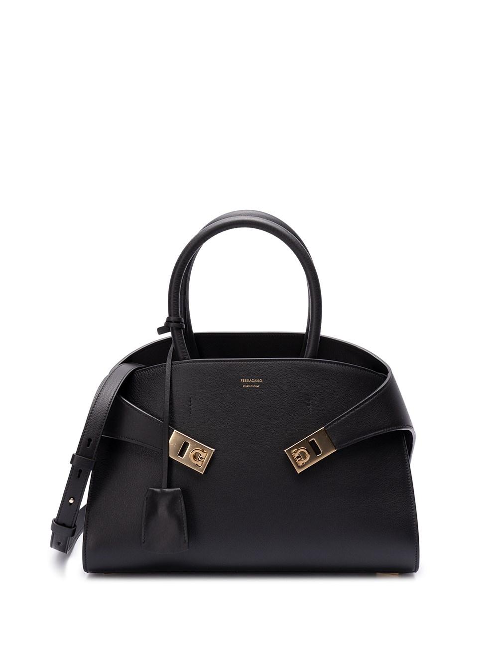 Ferragamo `hug Soft` Top Handle Bag in Black | Lyst